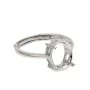 Anillo ajustable para engastar cabujón ovalado de 8x10mm - Plata 925 rodinada x 1ud.