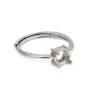 Anillo ajustable para engastar cabujón redondo de 6 mm - Plata 925 rodinada x 1 ud.