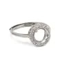 Adjustable pave ring for round setting 8mm - cubic zirconia & Rhodium-plated 925 Silver x 1pc