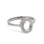 Anillo ajustable con pavé para engaste ovalado de 6x8mm - circonia cúbica y Plata de ley 925 rodinada x 1ud.