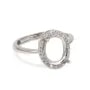 Anillo ajustable con pavé para engaste ovalado de 8x10mm - circonia cúbica y Plata 925 rodinada x 1 pieza