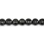 Schwarzer Spinell, flache runde facettierte Form, 4mm x 39cm.