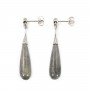 Orecchini Labradorite a goccia 7x23mm - Argento 925 Rodiato x 2 pezzi