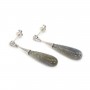 Labradorit-Tropfenohrringe 7x23mm - Rhodiniertes 925er Silber x 2 Stücke