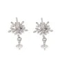 Orecchini a perno a forma di fiocco di neve per foro parziale 11x18mm - zirconi cubici & Argento 925 rodio x 2 pezzi
