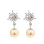 Orecchini a perno a forma di fiocco di neve per foro parziale 11x18mm - zirconi cubici & Argento 925 rodio x 2 pezzi