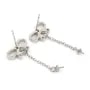Pendientes de botón lazo para oreja perforada 12x27mm - circonita cúbica y Plata de ley rodinada x 2 uds.