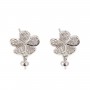Ohrringe Blume für halb durchbohrt 12x19mm - Zirkonia & Rhodiniertes Silber 925 x 2 Stück