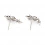 Ohrringe Blume für halb durchbohrt 12x19mm - Zirkonia & Rhodiniertes Silber 925 x 2 Stück