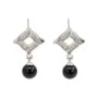 Earrings openwork diamond for semi-pierced 12x20mm - zirconium oxide & Rhodium-plated Silver x 2pcs