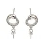 Pendientes ovalados estilizados para semipendientes 8x18mm - circonita cúbica y Plata de ley rodinada x 2 uds.