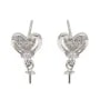 Clous d'oreilles coeur pour semi percée 8x15mm - oxyde zirconium & Argent 925 rhodié x 2pcs
