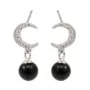 Clous d'oreilles lune pour semi percée 7x16mm - oxyde zirconium & Argent 925 x 2pcs