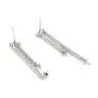 Earrings double bars set with semi-pierced 6x34mm - cubic zirconia & Rhodium-plated Silver x 2pcs