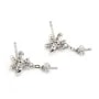 Earrings studs ribbon for semi-pierced 10x18mm - cubic zirconia & Rhodium-plated Silver x 2pcs