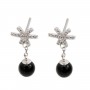 Orecchini a perno fiocco in mezzo nastro per foro parziale 10x18mm - zircone cubico & Argento 925 rodio x 2pz