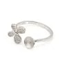 Adjustable butterfly ring for semi pierced - cubic zirconia & Rhodium plated Silver x 1pc