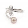 Anillo ajustable noeud de cinta para semi percée - circonita cúbica y Plata de ley 925 rodinada x 1ud