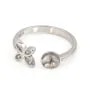 Bague réglable fleur pour semi percée - oxyde zirconium & Argent 925 rhodié x 1pc