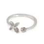 Anello sottile regolabile a fiore per semi percée - zircone cubico & Argento 925 rodio x 1pc