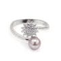 Bague réglable Dhalia pour semi percée - oxyde zirconium & Argent 925 rhodié x 1pc