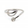 Adjustable leaf ring for semi pierced - cubic zirconia & Rhodium plated Silver x 1pc