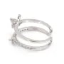 Adjustable double row butterfly ring for semi pierced - cubic zirconia & Rhodium plated 925 Silver x 1pc