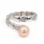 Anello regolabile decorato semi pavé per semi percée - zirconi cubici & Argento 925 rodio x 1pc