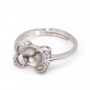 Anillo ajustable con estrás para semi perforado - circonita cúbica y Plata 925 rodinada x 1ud.