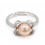 Anillo ajustable con estrás para semi perforado - circonita cúbica y Plata 925 rodinada x 1ud.