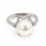 Adjustable star ring for semi pierced - cubic zirconia & Rhodium plated Silver x 1pc
