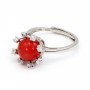 Adjustable crown ring for semi pierced - cubic zirconia & Rhodium-plated Silver x 1pc