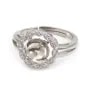 Anillo ajustable con círculo estilizado para semi percé - circonita cúbica y Plata de ley 925 rodinada x 1ud.