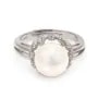 Adjustable ring with stylized circle for semi pierced - cubic zirconia & Rhodium-plated Silver x 1pc