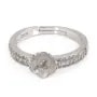 Adjustable ring setting flower for half-drilled - cubic zirconia & Rhodium plated Silver x 1pc