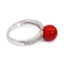 Anillo ajustable coupelle flor para semi perforado - circonita cúbica y Plata de Ley 925 rodinada x 1ud