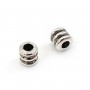 Pear spacer striped tube 5.5x5.5mm - Nielloed 925 Silver x 1pc