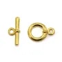 Chiusura "Toggle OT" in metallo liscio, color oro, 15mm x 2 pezzi