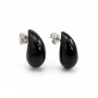 Pendientes de Obsidiana en forma de gota 10x20mm - Plata 925 rodinada x 2 unidades