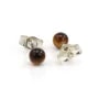Tiger Eye Earrings 4mm - Rhodium-Plated 925 Silver x 2pcs