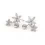 Clous d'oreilles duo flores 5 pétalas para semi perfurado 12mm - zircônia cúbica e Prata 925 rodinada x 2pcs