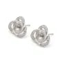 Earrings Celtic knot for semi pierced 12mm - cubic zirconia & Rhodium-plated Silver x 2pcs