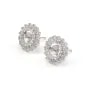 Earrings Dahlia paved for semi pierced 12mm - cubic zirconia & Rhodium-plated Silver x 2pcs