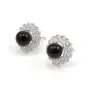 Clous d'oreilles Dahlia pavé para semi perforado 12mm - óxido de circonio y Plata 925 rodinada x 2uds.