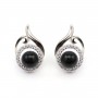 Clous d'oreilles flamme semi-pavé para semi percé 10x16mm - óxido de circonio y Plata 925 rodinada x 2 uds.