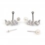 Zweigohrrückseite für halb durchbohrte Ohrringe 18x19mm - Zirkonia & Rhodiniertes Silber 925 x 2 Stück
