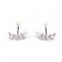 Dos de boucles d'oreilles branche pour semi percé 18x19mm - oxyde de zirconium & Argent 925 rhodié x 2pcs