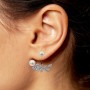 Back of branch earrings for semi pierced 18x19mm - cubic zirconia & Rhodium-plated Silver x 2pcs