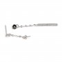 Brincos de strass e Tampões de pavé para furo parcial 3x35mm - zircônia cúbica e Prata 925 rodinada x 2pcs
