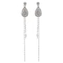 Clous d'oreilles goutte pavé et Poussoirs chaînettes pour semi percé 10x21mm - oxyde de zirconium & Argent 925 rhodié x 2pcs